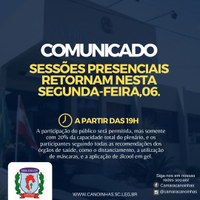 Câmara de Canoinhas retorna com sessões presenciais