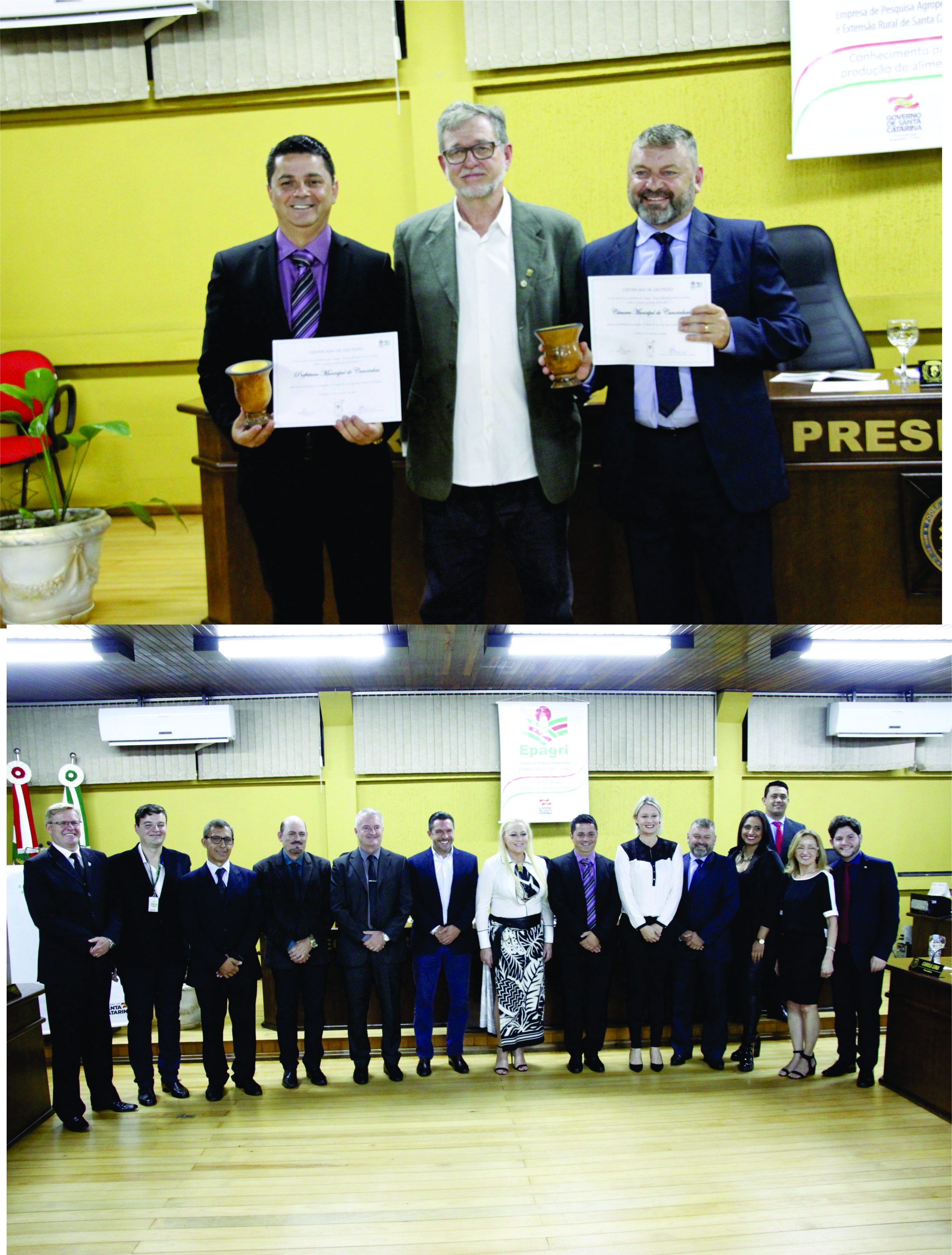 Em sessão solene Câmara de Vereadores de Canoinhas é homenageado pela Epagri