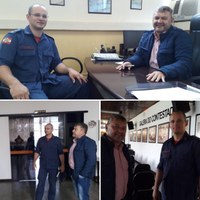 Presidente da Câmara de Vereadores de Canoinhas Célio Galeski recebe visita do novo Comandante dos Bombeiros