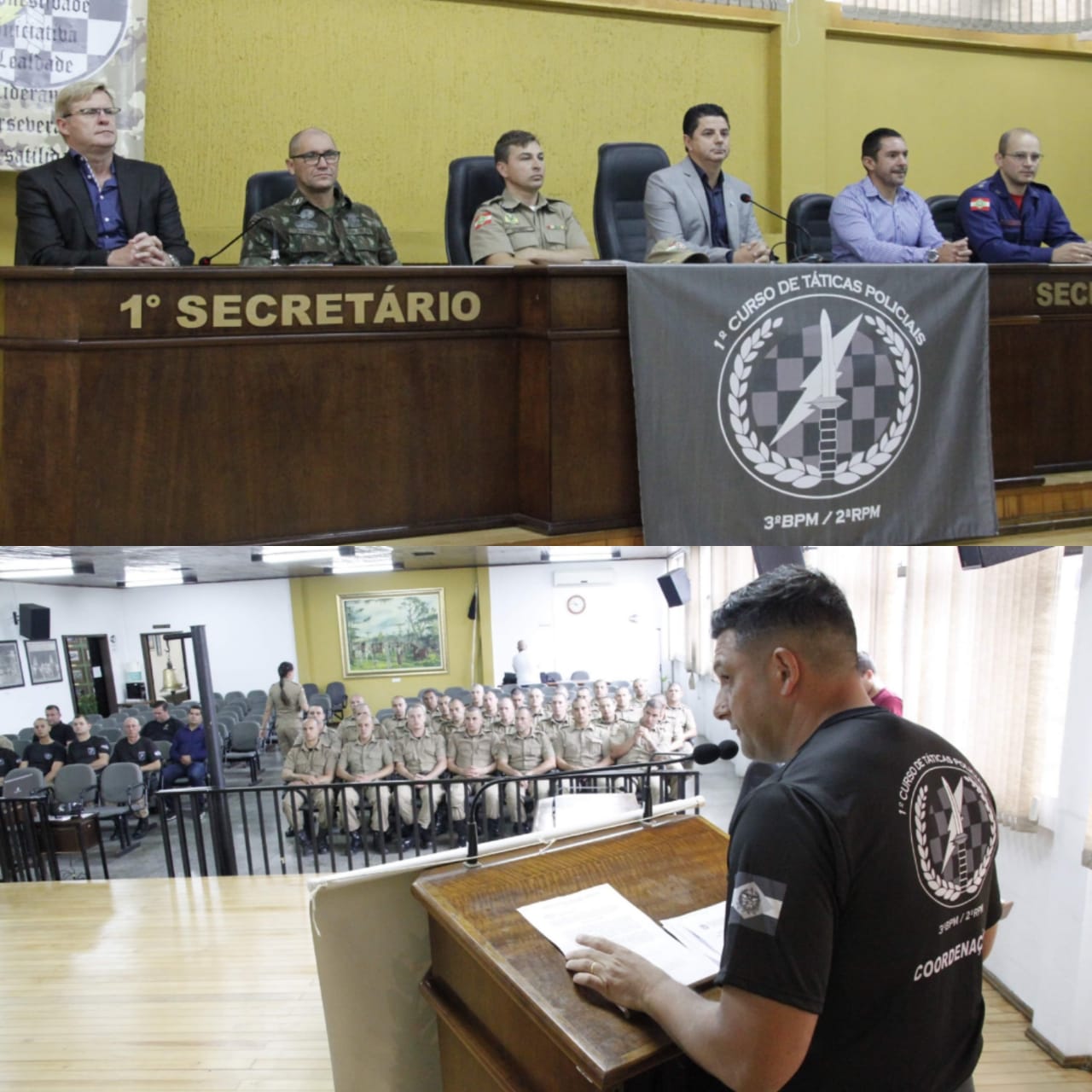 Vereadores Mário e Gil Baiano participam da aula inaugural do Curso de Táticas Policiais