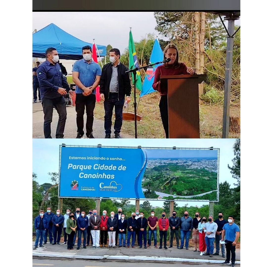 Vereadores participam do lançamento da Pedra Fundamental do Parque Cidade de Canoinhas